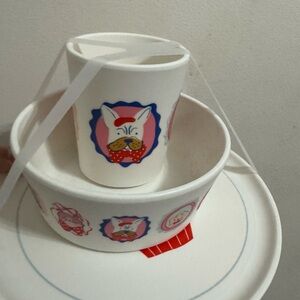 Cute Cat Design Bowl and Cup Set, 2 Sets